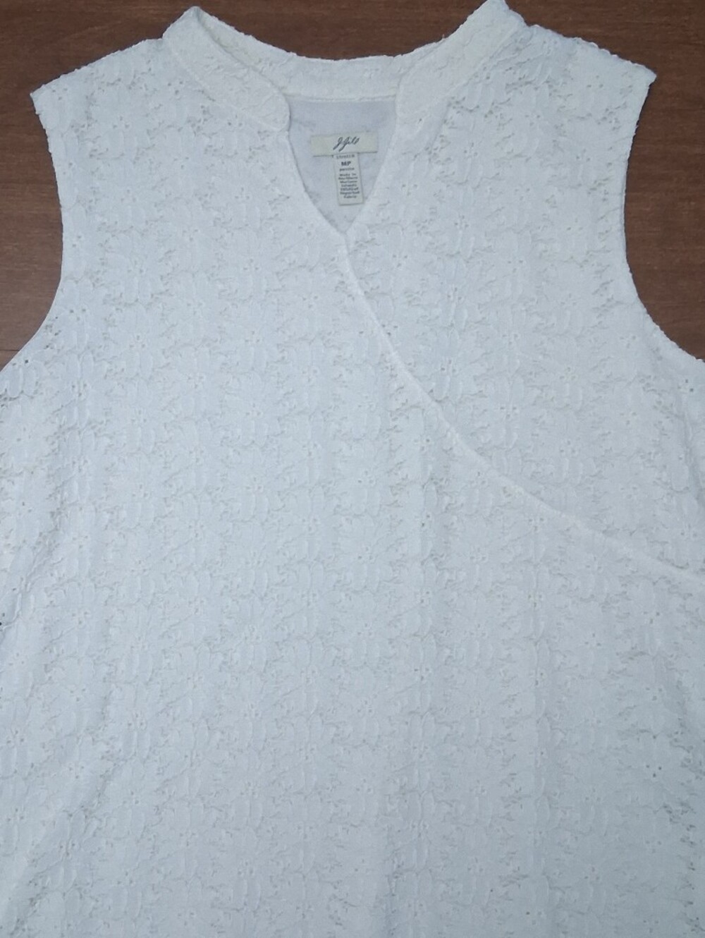 J. Jill White Sleeveless Lace Overlay Tank Petite Medium